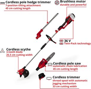 Einhell 36V Cordless Garden Multi Tool – Trimmer, Pruner, Edger