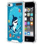 DeweiDirect Clear Case for iPod Touch 5/6/7 with Shark-BO72,Four Corners Reinforced