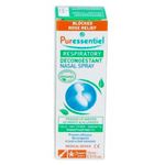 Puressentiel Respiratory Decongestant Nasal Spray 15ml - Cold & Flu - Hayfever & Blocked Nose Relief - Instant Action - 100% Natural & Organic Essential Oils - Sea Water - Suitable for 3y+