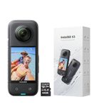 Insta360 X3 Waterproof Action Camera - 5.7K 360, 72MP Photos, Stabilization, Touch Screen, AI Editing, Streaming, Webcam, Voice Control, 64GB Card