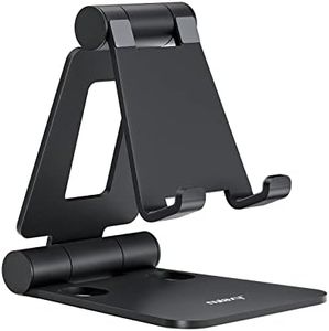 Nulaxy Dual Folding Cell Phone Stand, Fully Adjustable Foldable Desktop Phone Holder Cradle Dock Compatible with Phone 15 14 13 12 11 Pro Xs Xs Max Xr X 8, Nintendo Switch, All Phones