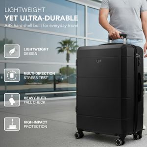 LUGG Jetset 28" Suitcase – Large Hardshell Luggage, Black