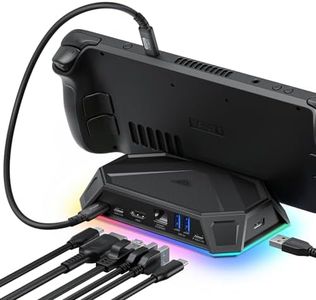 JSAUX RGB Docking Station for Steam Deck (OLED)/ROG Ally/Legion Go, 8-in-1 Steam Deck Dock with 4K@60Hz HDMI, Gigabit Ethernet, USB-C 3.0, Dual USB-A 3.0, USB 2.0, 100W USB-C Charging-HB0801 [Black]