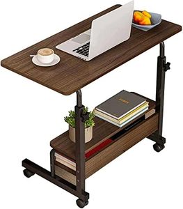 Dekhaoxe Small Desk for Laptop Space Portable Living Room Sofa Bedroom Bedside with Storage Home Office Adjustable Height Removable Furniture Size 31.5 * 15.7 Inch Brown (A-1)