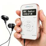 LEMEGA PR1L Pocket DAB Radio, FM Radio, Portable DAB+ Radio, Headphone Included, Rechargeable battery,40 Presets, LCD Display, Sports DAB Radio with Lockable Switch.Champagne