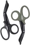 Madison Supply Trauma Shears - 7.5 Inch Green Medical Shears with Quality Stainless Steel, Non-Stick Fluoride-Coated Blades, High-Impact Handles - 2 Pack EMT Nurse Scissors (Black/Green)