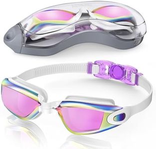 Aegend Swim Goggles, Swimming Goggles No Leaking Full Protection Adult Men Women Youth, Purple White