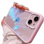 mobistyle Compatible for iPhone 13 Case 6.1 inch Hybrid PC+TPU Soft Grip Clear Panel Back Cover Case for iPhone 13 (Clear,Pink)