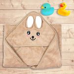 Little Boo Hooded Baby Towel - Premium Soft Baby Bath Towel for Bathtub for Newborn, Infant - Ultra Absorbent, Natural Baby Stuff Towel for Boy and Girl,Elephant, Bear, Kitty & Puppy, (Brown)
