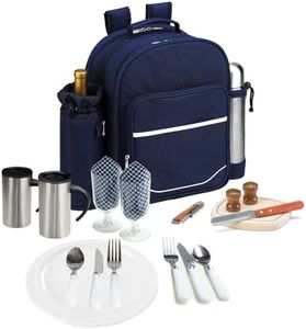 Picnic at Ascot Original Equipped 2 Person Picnic Backpack with Coffee Service, Cooler & Insulated Wine Holder - Designed & Assembled in the USA