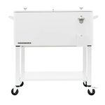 Permasteel 80-Qt Outdoor Patio Cooler with Removable Basin, Outside Beverage Cooler Cart, Rolling Cooler with Wheels and Handles, White