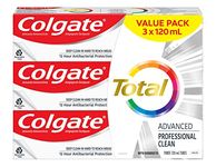 Colgate TOTAL ADVANCED Professional Clean Toothpaste, 120 Milliliters, 3 Count, Amazon Exclusive
