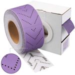 Shineboc Abrasive Sheet Roll, Purple Ceramic Automotive Sandpaper Roll,Clean Sanding Sheet Roll Multi-Hole, 70 mm x 12 m Sandpaper Roll for Wood Sanding, Auto Sanding, Body Repair, 80 Grit