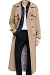 LINGMIN Men's Double Breasted Trench Coat Casual Lapel Long Sleeve Windbreaker Jacket, Fleecekhaki2, Small