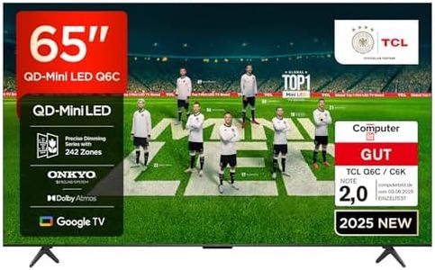 TCL 65 Zoll 65Q6C QLED Mini LED Fernseher, 4K HDR Premium, Dolby Vision IQ & Atmos, Onkyo 2.1, Smart Google TV, 144Hz Motion Clarity Pro, AMD FreeSync Premium Pro, HDMI 2.1, AirPlay 2