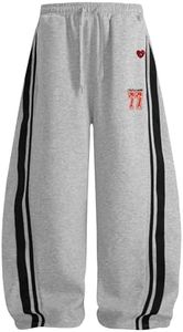 Aelfric Eden Barrel Sweatpants for Mens Side Striped Drawstring Elastic Waisted Wide Leg Lounge Pants with Pockets Grey Small