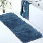 Walensee Large Bathroom Rug (24 x 72, Navy) Extra Soft and Absorbent Shaggy Bathroom Mat Machine Washable Microfiber Bath Mat for Bathroom, Non Slip Bath Mat, Luxury Bathroom Floor Mats