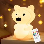 Nice Dream Cute Night Light for Kids, 9 Color Silicone Nursery Night Light with Remote＆Timer, USB Rechargeable Dimmable Baby Night Light for Boys Girls Gift Bedroom Decor (08-Fox)