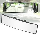 KITBEST Rear View Mirror, 290mm Convex Rearview Mirror Interior Clip on Wide Angle Rear View Mirror to Reduce Blind Spot Effectively for Cars SUV Trucks (290 x 74mm) White