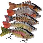 Fishing Lures for Bass Trout, 5pcs Segmented Multi Jointed Swimbaits Slow Sinking Swimming Lures Bionic Hard Bait for Freshwater Saltwater (7 Segmented, 3.94inch)