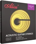 Alice Acoustic Guitar 6 Strings 85/15 Bronze Nano-Polishing Lamination Process Custom Light(11-52) Guitar String, 1 Pack(Golden)