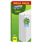 Swiffer Dust Catcher Mop Refills Dry Wipes 68 Units, Catches and Retains 3 Times More Dust, Dirt and Hair Than A Classic Broom