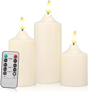 Neween Flameless LED Candles 4" 5" 6" Set of 3, Battery Operated Candles with Remote Control and Timer, Realistic and Bright Electric Fake Candles in Warm White for Halloween Christmas Weddings