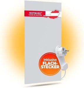 Rotburg Infrarot Wandheizung - Geräuschlose Infrarotheizung für 10-20qm - Schnell erwärmendes Heizpaneel für Wand & Decke -