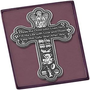 Cathedral Art (Abbey & CA Gift Bless This Boy Baby Cross, 5-1/2-Inch High, Silver, 0.30" x 3.75"