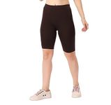 TRASA Women's Cotton Fashion Biker Workout Cycling Shorts, Brown - XL