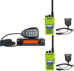 Retevis RA87 GMRS Mobile Radio, Base Station(1 Pack) with HA1G GMRS Radio Green(2 Pack), Speaker Microphone(2 Pack), 8 Repeater Channels, Dual Watch, Long Range Two Way Radio for Overlanding