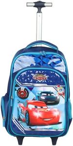 NOVEX Disney Racing Car School Backpack for Kids |16 Inch Blue Bag with 2 Main Compartments | Kid Waterproof Carry-on Unique & Lightweight | Backpacks for Tuition, School, Picnic - Everyday Use
