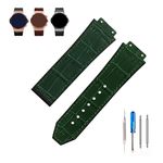 MMBAY Big Bang Leather 25mm Watch Bands Replacement Fit for Hublot Big Bang 19mm*25mm*22mm Watch Strap Wirstband Bracelet For Men and Women(without metal buckle) -Green