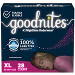 Goodnites Nighttime Bedwetting Underwear, Girls' XL (95-140 lb.), 28 Ct