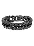 PROSTEEL Chain Bracelet for Men Black Stainless Steel Cuban Link Large Bracelets Chunky Heavy Jewellery for Boys Teen 17mm 23cm