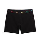 TomboyX Boxer Briefs Underwear For Women, 6" No Fly, Cotton Stretch Boy Shorts Panties, (XS-6X), Black X= Rainbow, 4XL