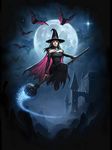 Witch Flight - Blank Greetings Card by James Ryman