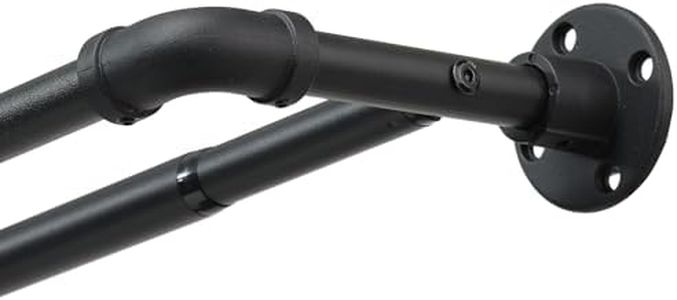 Industrial Double Curtain Rod for Windows 31 to 137 Inch, 1 Inch Heavy Duty Wrap Around Dual Curtain Rods, Adjustable Black Double Window Rods Telescoping for Windows, Living room, Sliding Glass Door