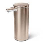 simplehuman ST1046 266ml Automatic Hand Motion Liquid Soap Dispenser, Rechargeable, Variable Dispense, No-drip Valve, IP67 Waterproof, Rose Gold High-Grade Stainless Steel