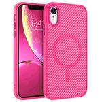 BENTOBEN for Magnetic iPhone XR Case, Phone Case iPhone XR [Compatible with MagSafe] Slim Fit Smooth Carbon Fiber Design Shockproof Women Men Girls Boys Protective Cover for iPhone XR 6.1", Hot Pink