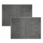 Imperial Rooms Bath Mat Non Slip Anti Mould (2 pack) - Grey Bath Mats 50x80cm, Chenille Bathroom Mat Super Absorbent Extra Soft Fluffy Shower Mat