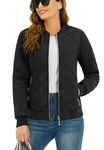 TACVASEN Diamond Quilted Jackets Women Casual Bomber Jackets with 2 Pockets Windbreaker Fall Winter Black, XL