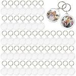 MATANA - 50 Clear Blank Photo Insert Keyring Empty Keychains, Double Sided for Personalised Tags for Gift Bags Fillers and Favours - 4.5cm