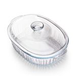 NUTRIUPS 2L Oval Glass Casserole Dish with Lid, Borosilicate Glass, Oval Casserole Dish for Oven, Casserole Dish with Lid(27.3×18.8×11cm)