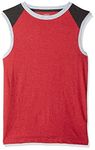 French Toast Men's Muscle Tee T-Shirt, Colorblock Scarlet Ruby Heather, Medium