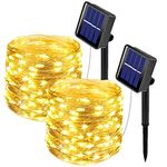 ooklee Solar Powered String Lights,Solar Fairy Lights Warm White,10 Meters/ 33Ft 100LEDS / 8 Modes,Waterproof Copper Wire Lighting for Indoor，Outdoor，Wedding，Patio，Home，Garden Decoration