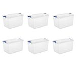 Sterilite 66 Quart Latch Box- Blue Eclipse, Set of 6