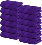 Infinitee Xclusives Premium Wash Cloths for Showering [13x13] – 100% Cotton Washcloths [Pack of 12], Soft and Absorbent Face Towels for Bathroom Wash Clothes, Gym, and Spa |Profound Purple|