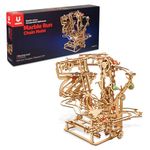 Ugears 3D Wooden Puzzle Marble Run Chain - Creative Building Kit for Adults and Kids With Rubber Band Motor - Unique Wood Model Kit