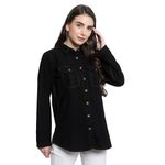 Keshav Srushti Women Blue Washed Smart Regular Fit Solid Casual Denim Shirt